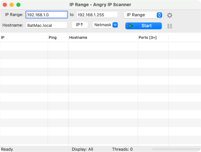 View of Angry IP Scanner on Mac